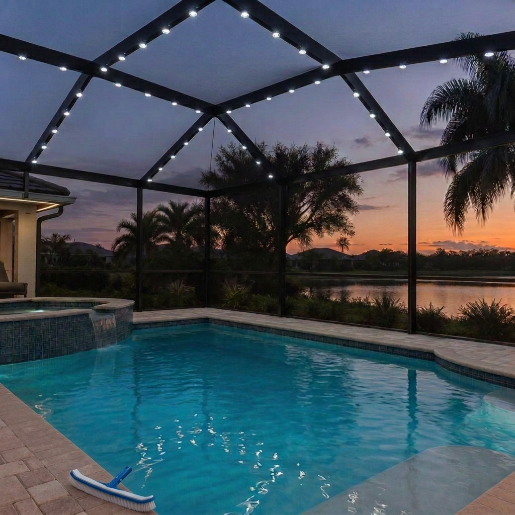 Permanent Pool Enclosure Lighting — example 2
