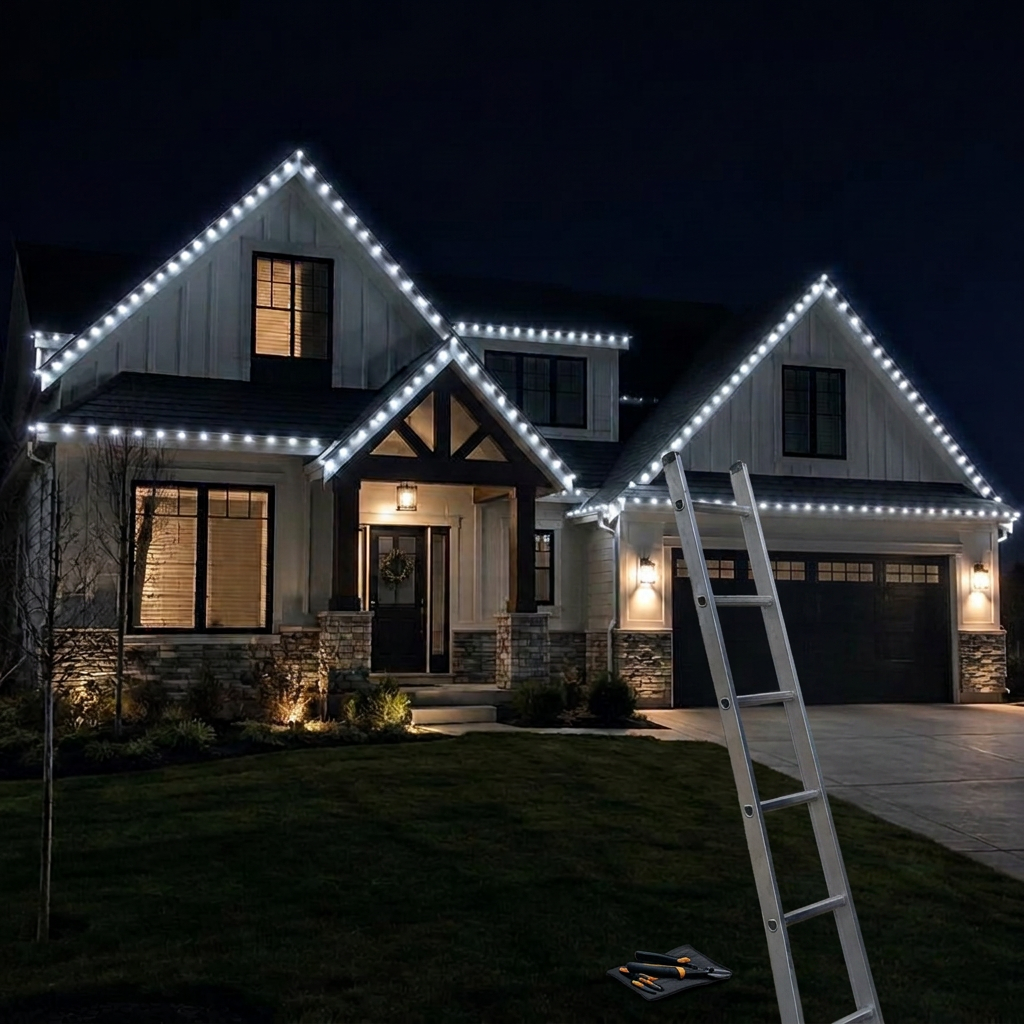 Permanent Roof Line Lighting — example 1